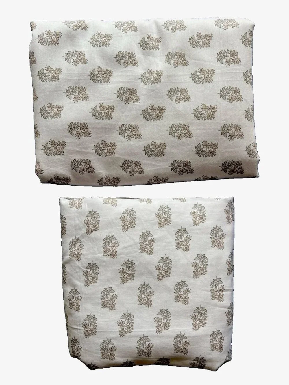 SHABBY CHIC 2-Pc KING Sheet Set 100% Cotton Brown Tan Flowers Cottage Garden